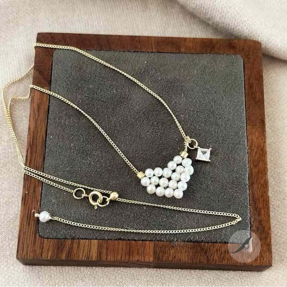Heart Knitted Freshwater Pearl Necklace - Picture 6 of 6